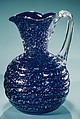 Pitcher, Hobbs, Brockunier and Company  American, Blown spangled blue glass, American