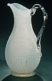 Pitcher, Reading Artistic Glass Works American, Free-blown crackle opalescent and colorless glass, American