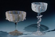 Filigree Champagne Glass, Blown glass, British, possibly