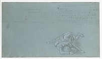 Study for "The Death of Major Peirson": Two Dead Figures, John Singleton Copley (American, Boston, Massachusetts 1738–1815 London), Black chalk and white-chalk heightening on light blue laid paper, American