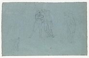 Study for "The Death of Major Peirson": Group of Dying French Officers, John Singleton Copley (American, Boston, Massachusetts 1738–1815 London), Black chalk on light blue laid paper, American
