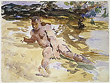 Man on Beach, Florida, John Singer Sargent (American, Florence 1856–1925 London), Watercolor and graphite on white wove paper, American