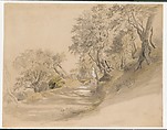 Tivoli, William Stanley Haseltine (American, Philadelphia, Pennsylvania 1835–1900 Rome), Pen, black ink, washes, and graphite on beige paper, American