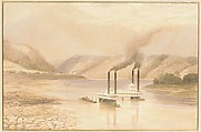 The Ohio River near Wheeling, West Virginia, Lefevre James Cranstone (active United States, 1859–60), Watercolor and gouache on off-white wove paper, American