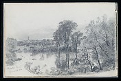 Charles River, Cambridge, Massachusetts (from Sketchbook of New England and Pennsylvania Landscape and Marine Subjects), William Trost Richards (American, Philadelphia, Pennsylvania 1833–1905 Newport, Rhode Island), Graphite on off-white wove paper, American