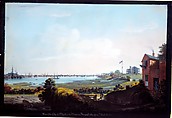 View of the City of New York and the Marine Hospital Taken from Wallabout, Nicolino Calyo (American (born Italy), Naples 1799–1884 New York), Gouache on off-white  wove paper, American
