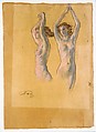 Nude Studies, Arthur B. Davies (American, Utica, New York 1862–1928 Florence), Pastel and black chalk on oiled brown paper, American
