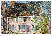 The Brush House, Childe Hassam (American, Dorchester, Massachusetts 1859–1935 East Hampton, New York), Watercolor and graphite on off-white wove paper, American