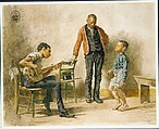 The Dancing Lesson, Thomas Eakins (American, Philadelphia, Pennsylvania 1844–1916 Philadelphia, Pennsylvania), Watercolor on off-white wove paper, American