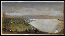 View of the Hudson River from the Catskills, Stanford White (American, New York 1853–1906 New York), Oil on paper, American
