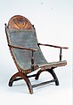 Campeche Chair, Mahogany and mahogany veneer, light and dark wood inlay, and leather, American