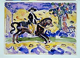 The Rider, Maurice Brazil Prendergast  (American, St. John’s, Newfoundland 1858–1924 New York), Watercolor and graphite on off-white wove paper, American