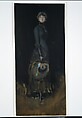 Lady in Gray, James McNeill Whistler (American, Lowell, Massachusetts 1834–1903 London), Watercolor and gouache on dark brown wove paper, American