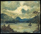 Sailing at Moonlight, Samoa, Louis Michel Eilshemius  American, Oil on wood, American