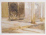 Patio de los Leones, Alhambra, John Singer Sargent (American, Florence 1856–1925 London), Watercolor, gouache, and graphite on off-white wove paper, American