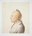 Osage Warrior, Charles Balthazar Julien Févret de Saint-Mémin (1770–1852), Watercolor and graphite on off-white wove paper, American