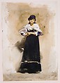 Young Woman with a Black Skirt, John Singer Sargent (American, Florence 1856–1925 London), Watercolor and graphite on white wove paper, American