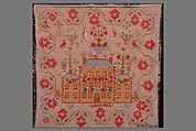 Embroidered Sampler, S. M., Wool on cotton, embroidered, American