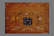 Embroidered Sampler: Starr Coat of Arms, Sarah Starr (born ca. 1760), Embroidered silk on linen, American