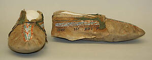 Ensemble, Tanned leather, sinew, and pigment, Innu/Naskapi, Native American