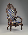 Armchair, Attributed to John Henry Belter (American, born Germany 1804-1863 New York), Rosewood, ash, American