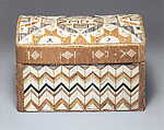 Lidded Trunk, Birchbark, wood, spruce root, quill, Micmac