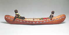 Canoe Model with Dolls, Canoe: Birchbark, wood, quill
Dolls: Silk, cotton, wool, glass, resin, Micmac