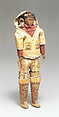 Doll with Child, Wood, native-tanned skin, pigment, cotton, Inuit
