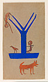 Blue Construction, Orange Figures, Bill Traylor (American, Benton, Alabama 1853/54–1949 Montgomery, Alabama), Gouache and pencil on cardboard, American