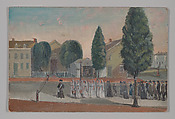 Infant Funeral Procession, William P. Chappel (American, 1801–1878), Oil on slate paper, American