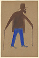 Self-Portrait, Bill Traylor (American, Benton, Alabama ca. 1853–1949 Montgomery, Alabama), Gouache and pencil on cardboard, American