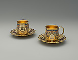 Two cups and saucers from the Mackay Service, Tiffany & Co. (1837–present), Silver-gilt and enamel, American