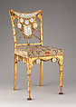Side Chair, Herter Brothers (German, active New York, 1864–1906), Gilded maple, inlaid with mother-of-pearl, and modern upholstery, American