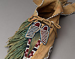 Man's moccasins, Tanned leather, glass beads, and pigment, Comanche, Native American