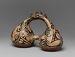 Double-lobed polychrome canteen, Clay and pigment, Tewa (San Ildefonso Pueblo), Native American