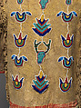 Boy's jacket, Tanned leather, pigment, glass beads, cotton cloth, and commercial buttons, Crow, Native American