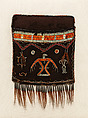 Shoulder bag (missing strap), Tanned leather, porcupine quills, dye, glass beads, silk ribbon, metal cones, and deer hair, Anishinaabe, possibly Mississauga Ojibwa, Native American