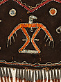 Shoulder bag (missing strap), Tanned leather, porcupine quills, dye, glass beads, silk ribbon, metal cones, and deer hair, Anishinaabe, possibly Mississauga Ojibwa, Native American