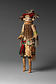 Hiilili Kokko (Katsina Figure), Cottonwood, pigment, cotton cloth, wool yarn, tanned leather, feathers, horsehair, vegetal fiber, metal, and paper, Zuni, Native American