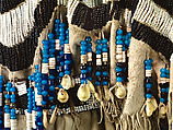 Dress and belt with awl case, Dress: tanned leather, glass beads, shell, bone, elk teeth, and brass thimbles
belt: commercial leather, glass beads, and metal studs
awl case: tanned leather, and glass beads, Wasco, Native American
