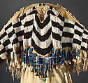 Dress and belt with awl case, Dress: tanned leather, glass beads, shell, bone, elk teeth, and brass thimbles
belt: commercial leather, glass beads, and metal studs
awl case: tanned leather, and glass beads, Wasco, Native American