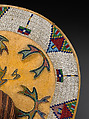 Cradleboard, Wood, tanned leather, pigment, glass beads, wool cloth, metal cones, feathers, and bone, Ute, Native American