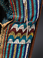 Cradleboard, Tanned leather, rawhide, wood, pigment, glass beads, wool cloth, cotton cloth, brass tacks, and brass link chain, Kiowa, Native American