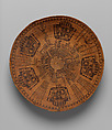 Basket tray, Juana Basilia Sitmelelene (Chumash, 1782–1832), Dyed and undyed juncus stems, Chumash, Native American