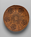 Basket tray, Juana Basilia Sitmelelene (Chumash, 1782–1832), Dyed and undyed juncus stems, Chumash, Native American
