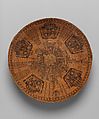 Basket tray, Juana Basilia Sitmelelene (Chumash, 1782–1832), Dyed and undyed juncus stems, Chumash, Native American