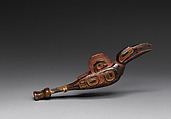 Clapper, Wood, pigment, vegetal fiber, and copper wire, Tsimshian, Native American