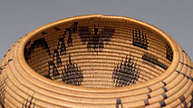 Basket bowl, Maggie Mayo James (Washoe, 1870–1952), Willow and redbud shoots and dyed bracken root, Washoe, Native American