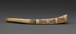Quirt handle, Elk antler and pigment, Eastern Plains, probably Meskwaki, Native American