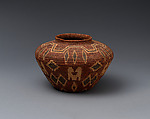 Basket jar, Mary Winkle (Panamint Shoshone, 1876–1940), Willow and sumac shoots, Joshua tree root, and dyed juncus stems, Panamint Shoshone, Native American